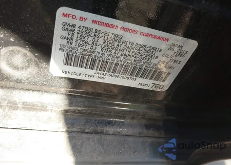 2014 Mitsubishi Outlander Se from USA, damaged, VIN JA4AZ3A39EZ009703